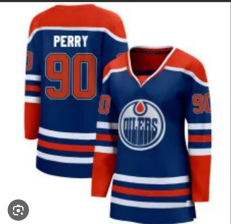 Women 2025 Edmonton Oilers 90 Perry Blue NHL jersey